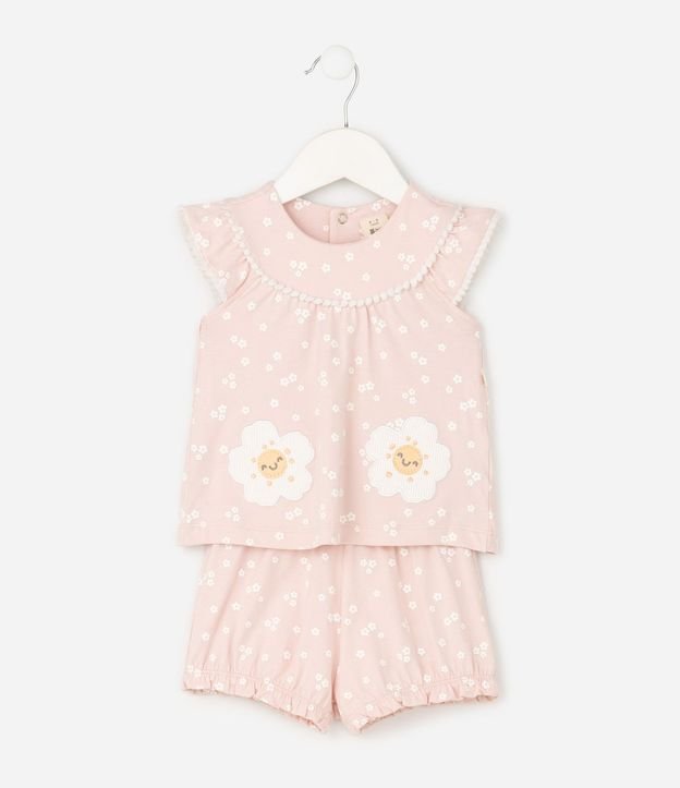 Conjunto Infantil Bata y Short en Algodón Floral Liberty – Talle 0 a 18 Meses 2