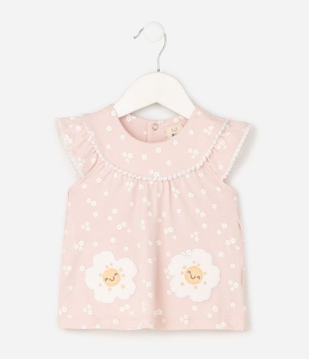 Conjunto Infantil Bata y Short en Algodón Floral Liberty – Talle 0 a 18 Meses 3