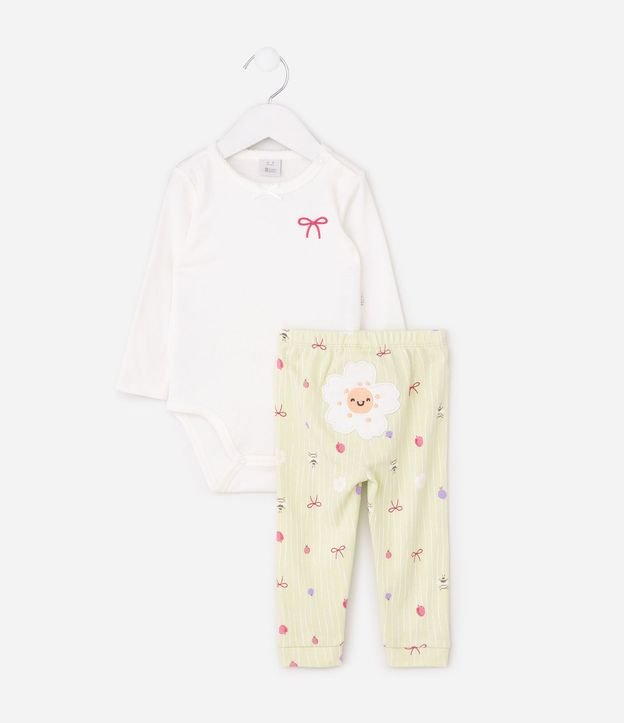 Conjunto Infantil con Estampado Floral y Bordados – Talle RN a 18 Meses 2