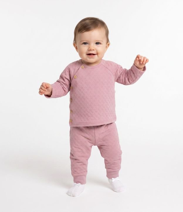 Conjunto Matelassado en Algodón con Corazones en Relieve - Talle 0 a 18 Meses 1