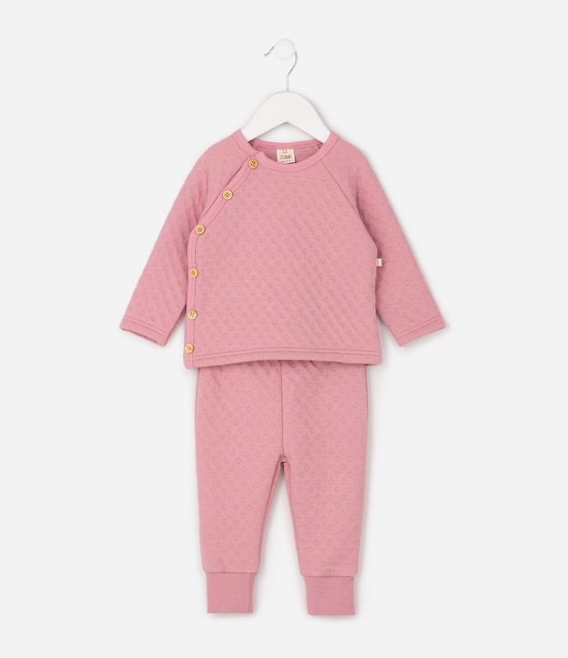 Conjunto Matelassado en Algodón con Corazones en Relieve - Talle 0 a 18 Meses 2