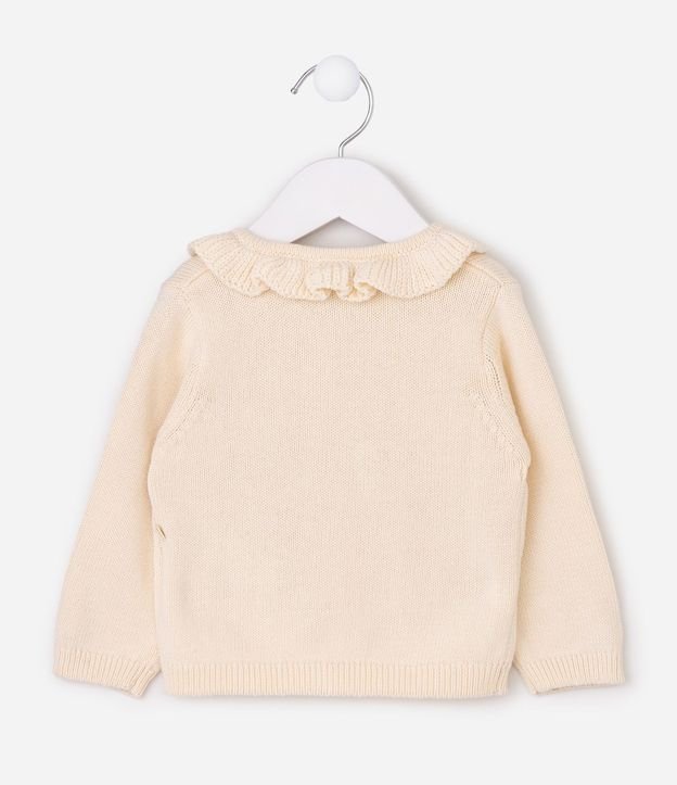 Cardigan Bebê en Punto Leve con Bordado Floral - Talle 0 a 18 Meses 3