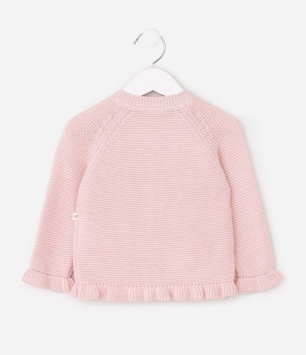 Cardigan Infantil en Punto con Bordado Floral – Talle 0 a 18 Meses 3