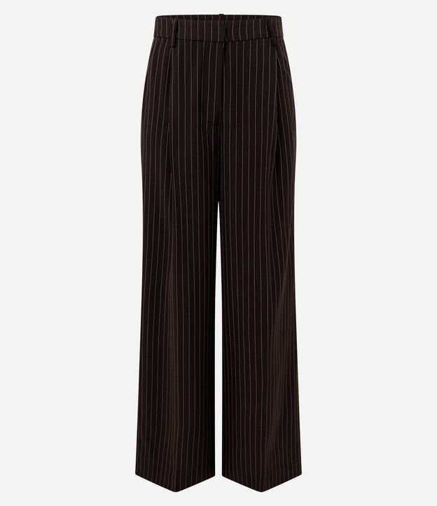 Pantalón Wide Leg Sastre con Estampado de Rayas en Hilo Teñido