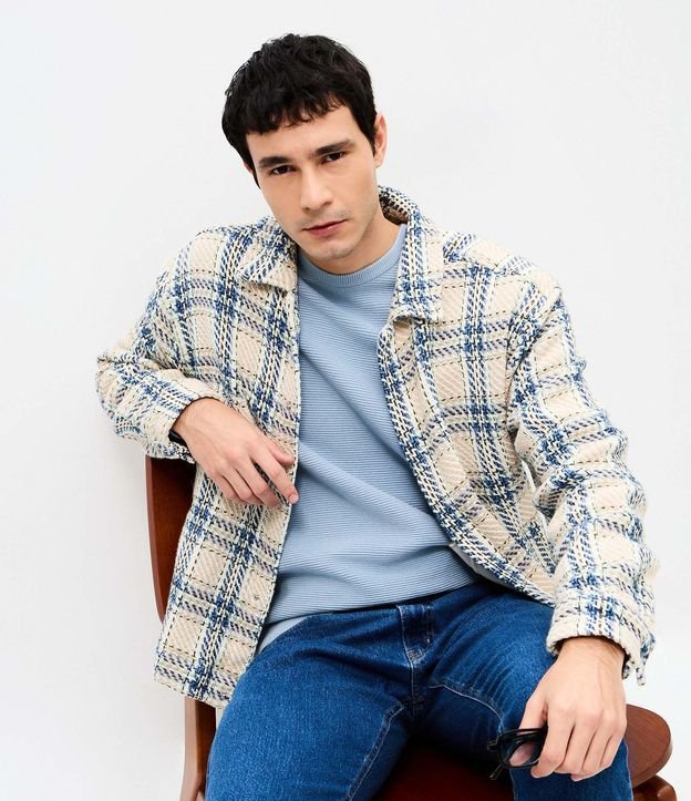 Campera Tweed de Cuadros con Rayas