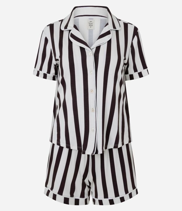 Pijama Americano Corto en Viscolycra con Estampado Rayada