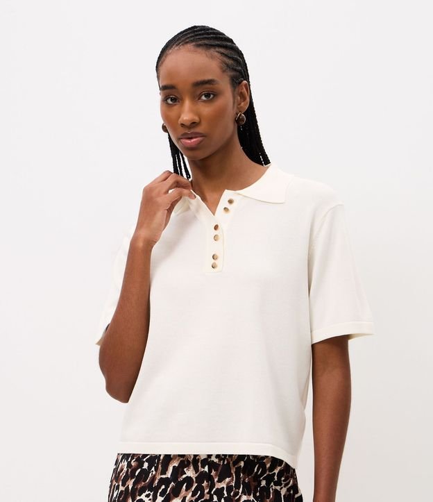 Blusa Corta en Punto con Abotonado Delantero