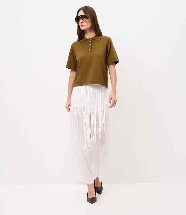 Blusa Corta en Punto con Abotonado Delantero 2