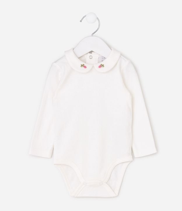 Conjunto Bebê Body y Salopete en Algodón con Bordado Floral – Talle 0 a 18 Meses 3