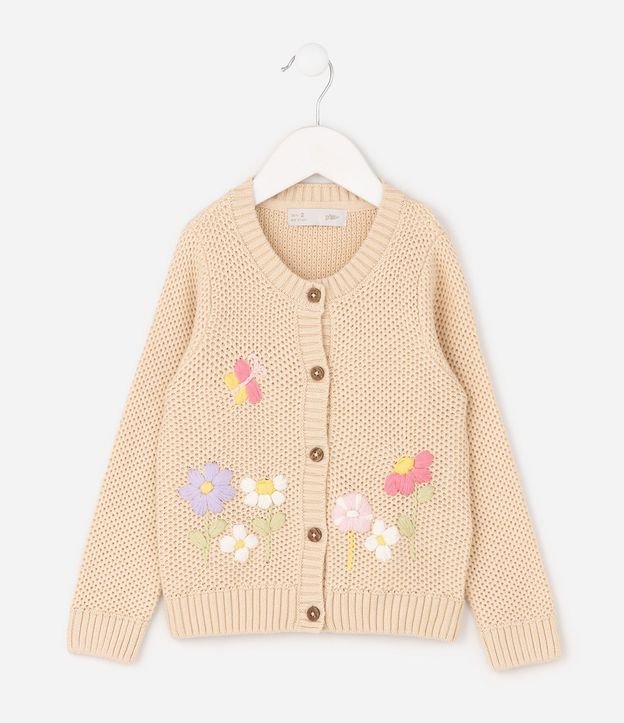 Cardigan Infantil en Punto con Bordado Floral - Talle 1 a 6 años 2