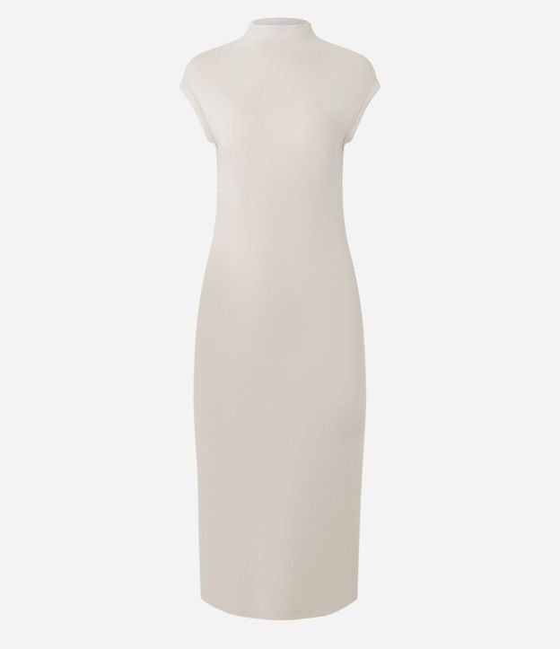 Vestido Midi en punto Roma con Hombros Contrastantes 2
