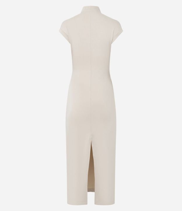 Vestido Midi en punto Roma con Hombros Contrastantes 3