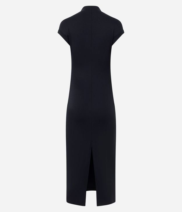 Vestido Midi en punto Roma con Hombros Contrastantes 4