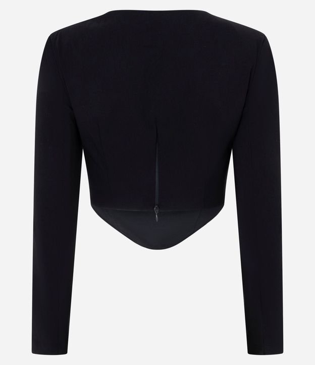 Blusa Manga Larga en Bengalina con Escote Cuadrado y Ruedo en V 6