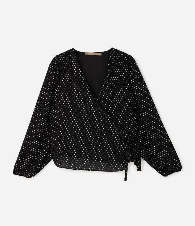 Blusa de Lunares Traspasada con Lazo Curve & Plus Size 6