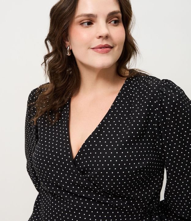 Blusa de Lunares Traspasada con Lazo Curve & Plus Size 3