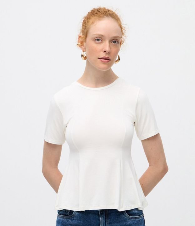 Blusa Peplum Manga Corta en Viscosa con Recortes