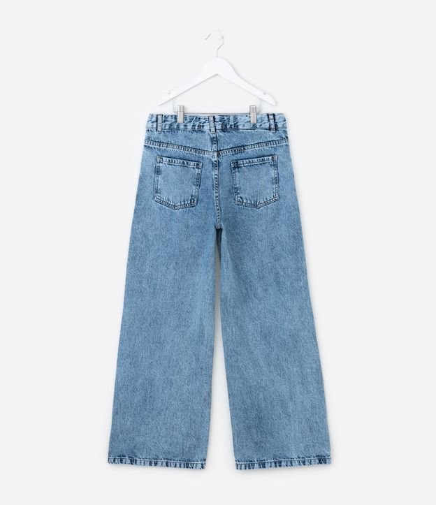 Pantalón Infantil Wide Leg en Jeans con Bordados – Talle 5 a 14 años 3