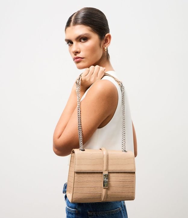 Cartera Shoulder Mediana en PU con Textura Crocco 6