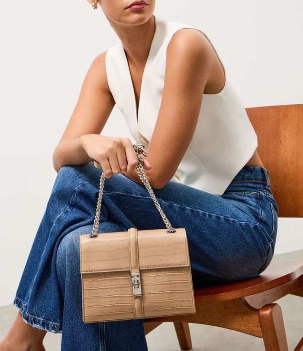 Cartera Shoulder Mediana en PU con Textura Crocco 7