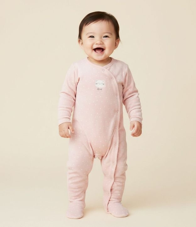 Mono Bebé en Plush con Estampa de Lunares y Bordado – Talle RN a 18 Meses