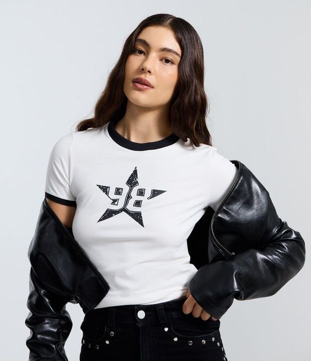 Remera en Algodón con Estampa Numérica con Estrella 6