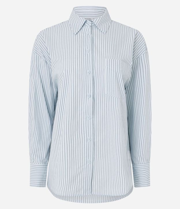 Camisa Oversized en Tricolina con Bolsos y Estampado Rayada 3