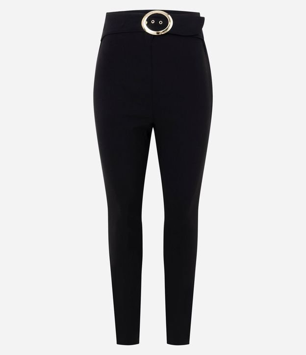 Pantalón Legging en Bengalina con Cinturón de Hebilla 5