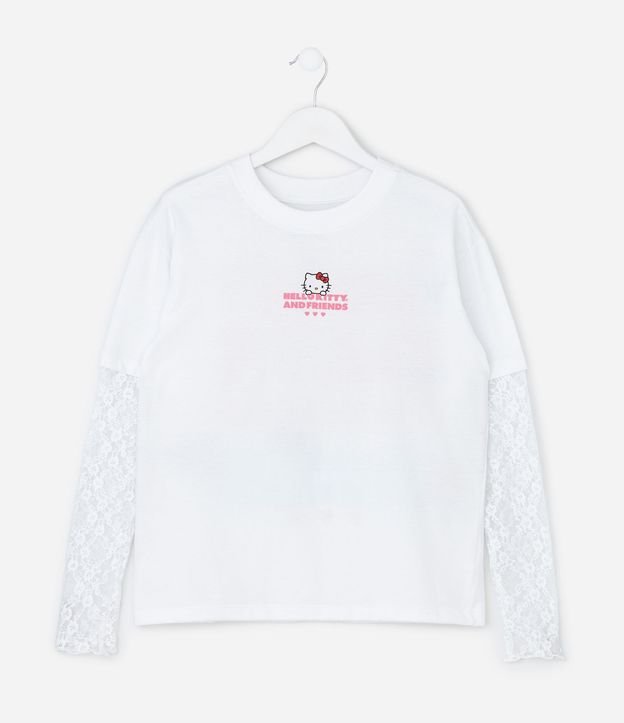Remera Infantil con Encaje y Estampado Hello Kitty – Talle 5 a 16 años 2