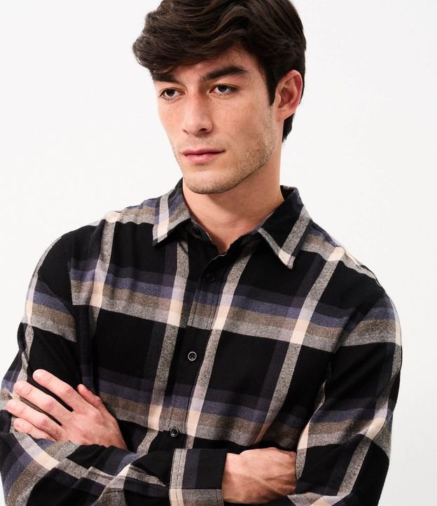 Camisa Franela de Cuadros Manga Larga