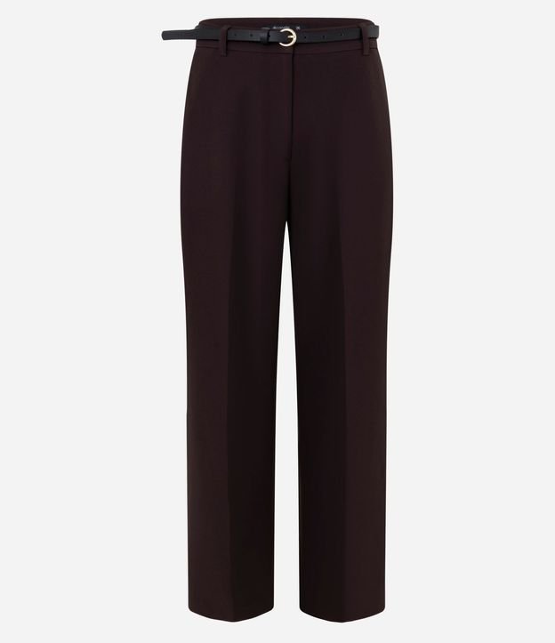 Pantalón Recto Sastre con Cinturón Fino en PU 6