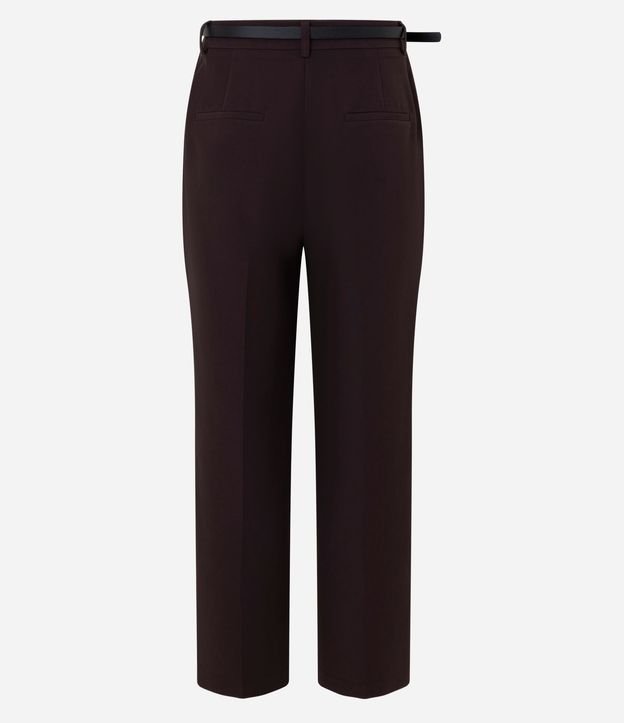 Pantalón Recto Sastre con Cinturón Fino en PU 7