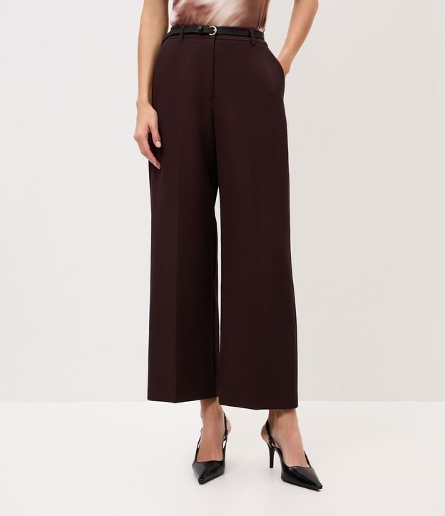 Pantalón Recto Sastre con Cinturón Fino en PU 3