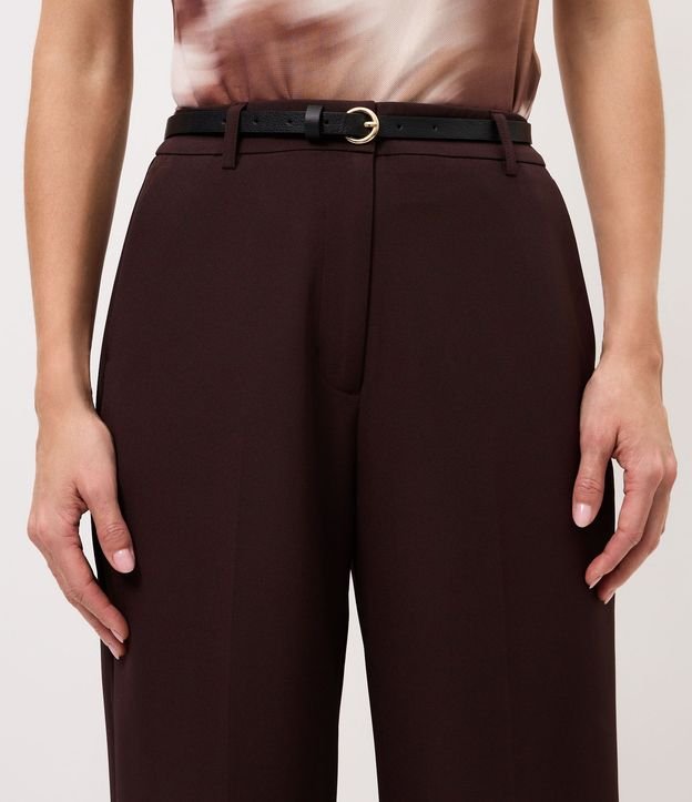 Pantalón Recto Sastre con Cinturón Fino en PU 4