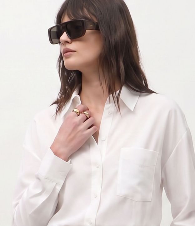 Camisa Oversized en Tricolina Efecto Empapelado