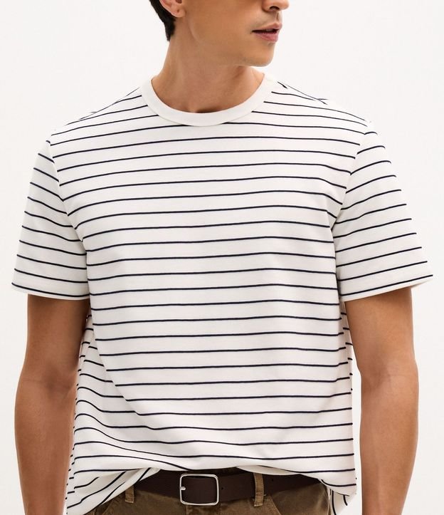 Remera Regula en Algodón con Estampa de Rayas 3