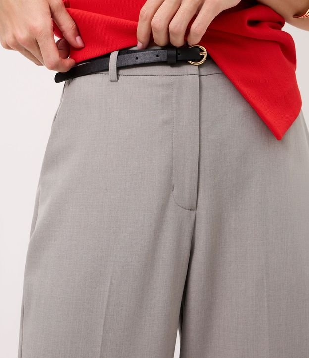Pantalón Recto Sastrería en Crepé con Cinturón Fino 4