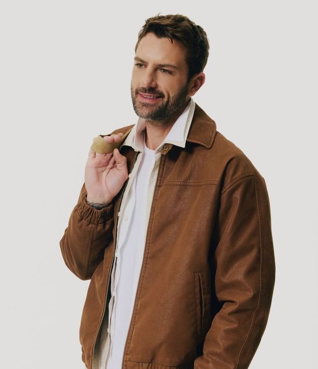 Campera PU Gamuzada con Cremallera Delantera 1