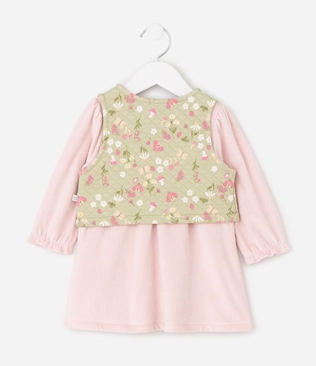 Vestido Bebé en Fleece con Chaleco Capitoneado Floral – Talle 0 a 18 Meses 3