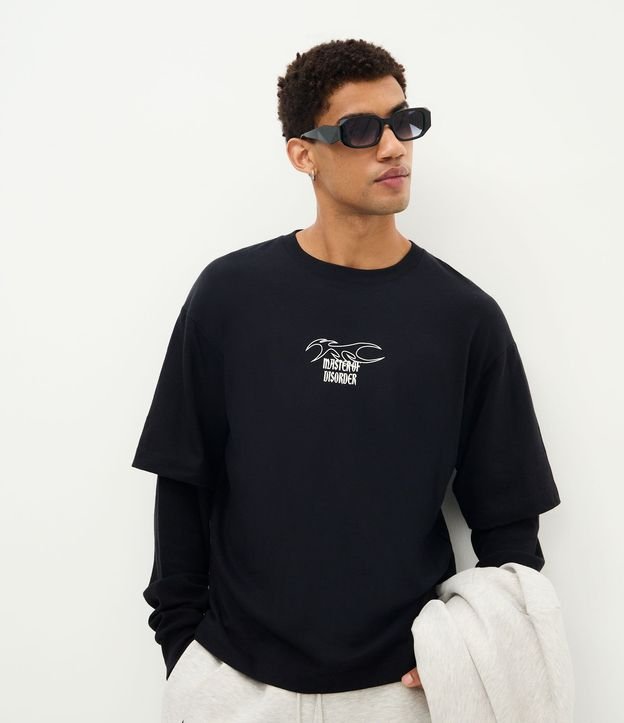 Remera Boxy Manga Larga con Estampa Disorder