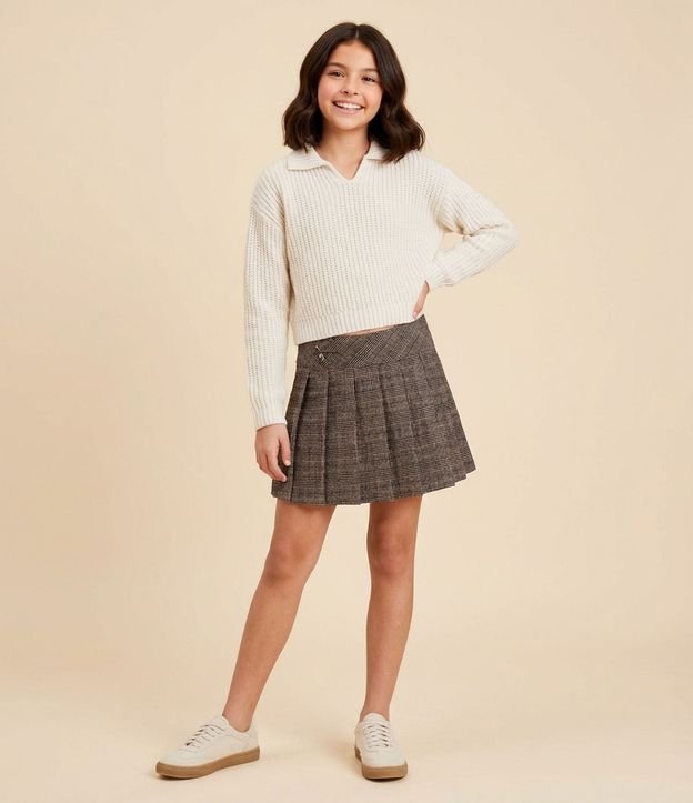 Suéter Infantil en Chenille con Cuello V – Talle 5 a 14 años