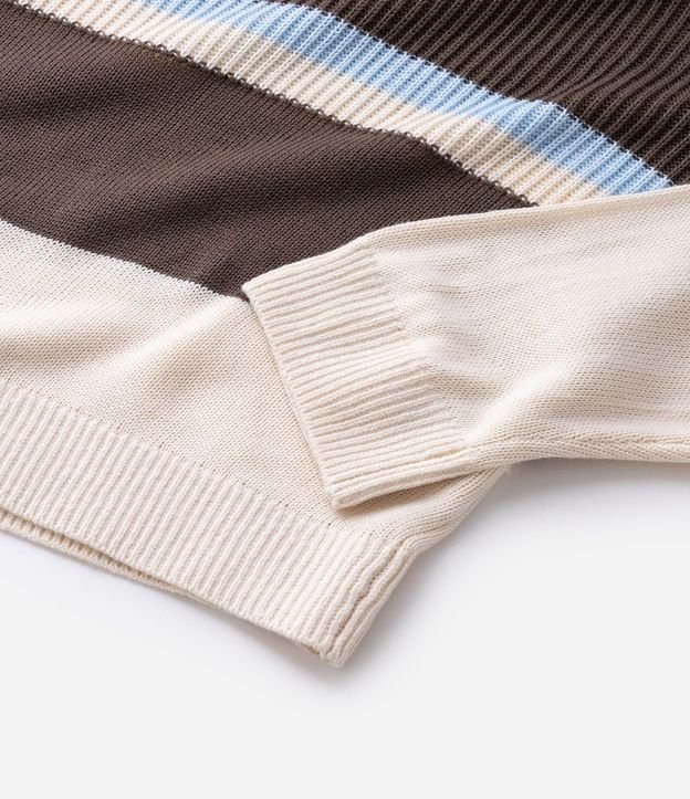 Suéter Masculino Rectilínea Listrado con Cuello Polo 7