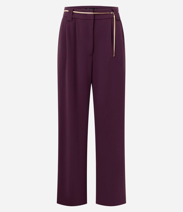 Pantalón Wide en Crepé con Cinturón Cadena 5