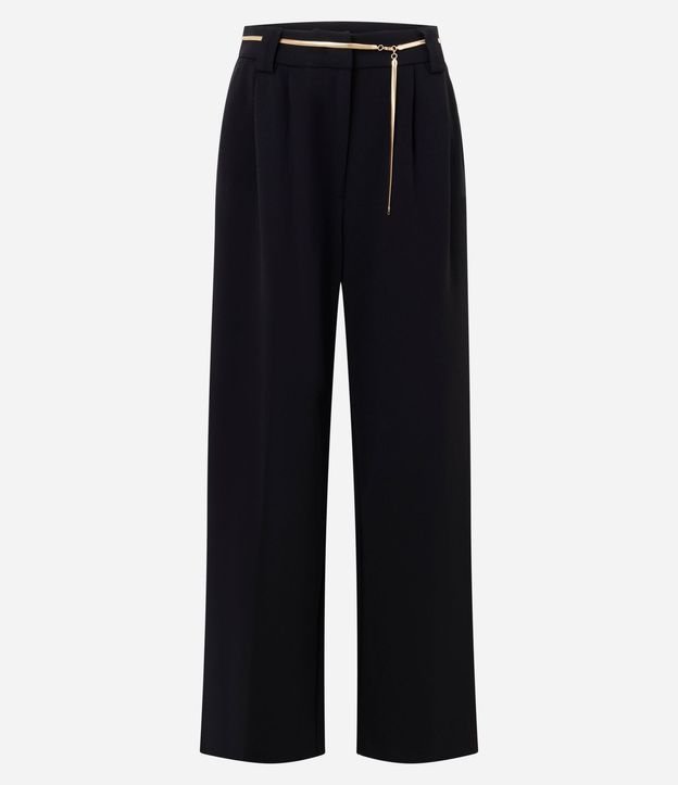 Pantalón Wide en Crepé con Cinturón Cadena 5