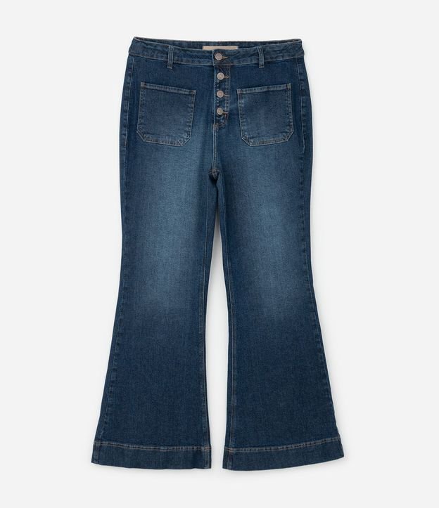 Pantalón Flare en Jeans con Botones Delanteros Curve & Plus Size