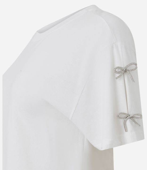 Remera en Algodón con Moñitas Brillantes en las Mangas 2