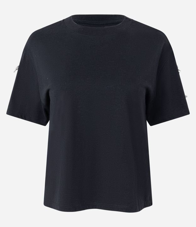 Remera en Algodón con Moñitas Brillantes en las Mangas