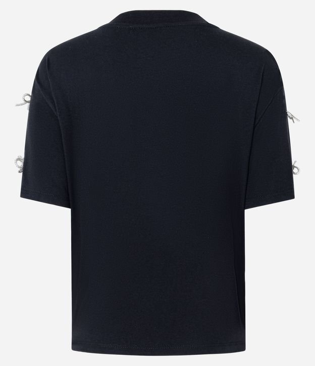 Remera en Algodón con Moñitas Brillantes en las Mangas 7