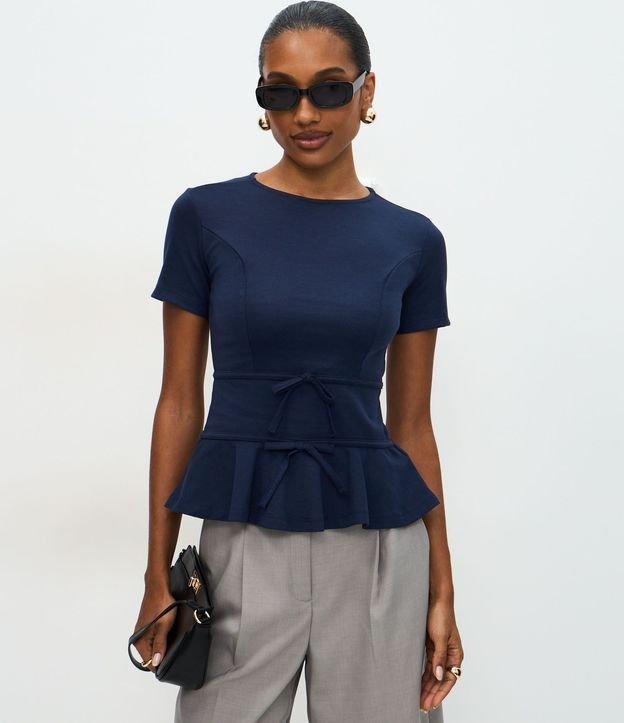 Blusa Peplum en Punto Roma con Lacitos