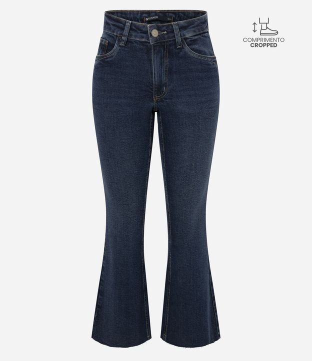 Pantalón Flare Cropped en Jeans con Cintura Mediana 1